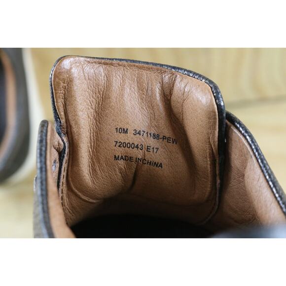 Frye Sneakers Womens 10M Leather Gray Pewter Crackled Metallic Low Top Athletic - Picture 8 of 9